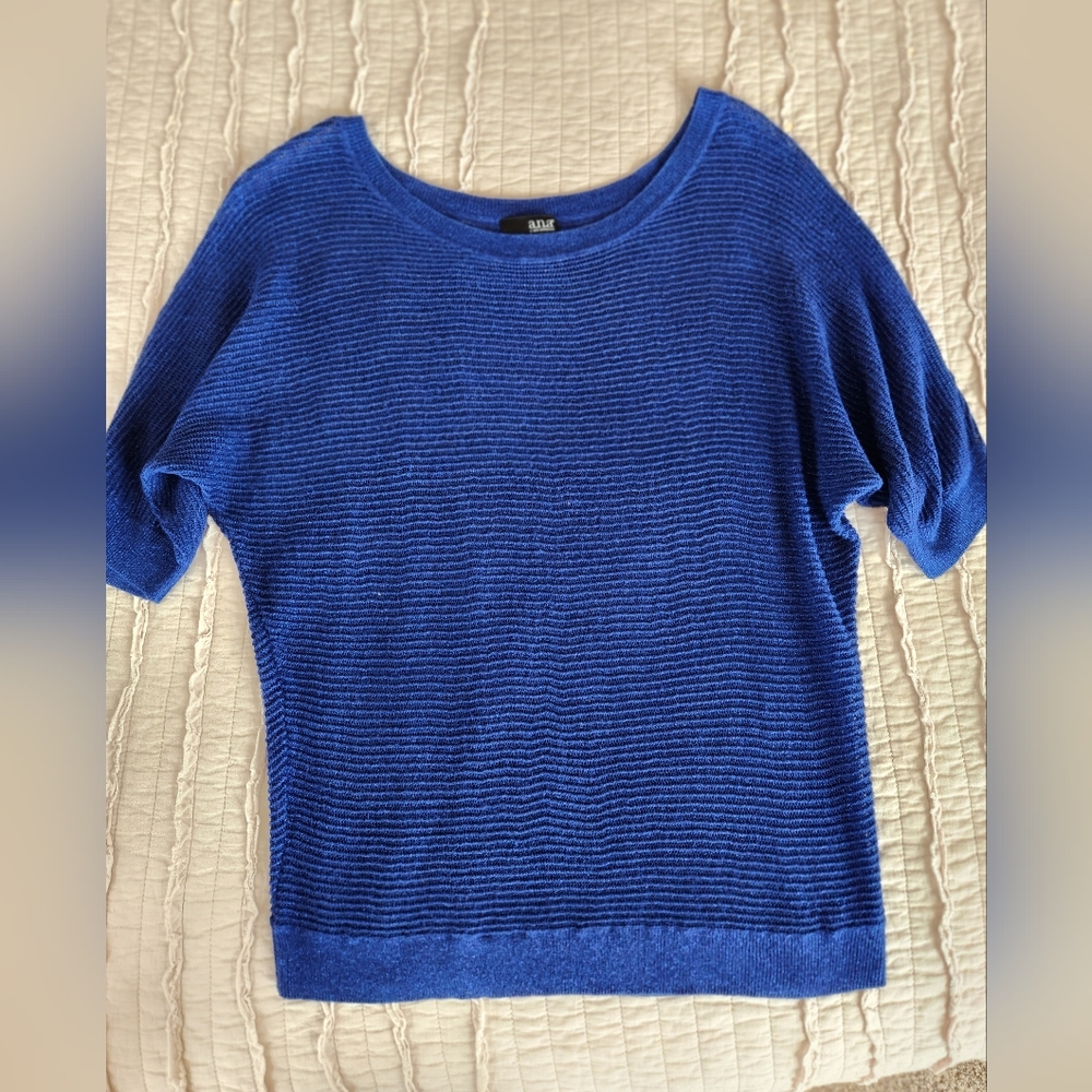 a.n.a Women's Knit Blouse, Size L, Blue